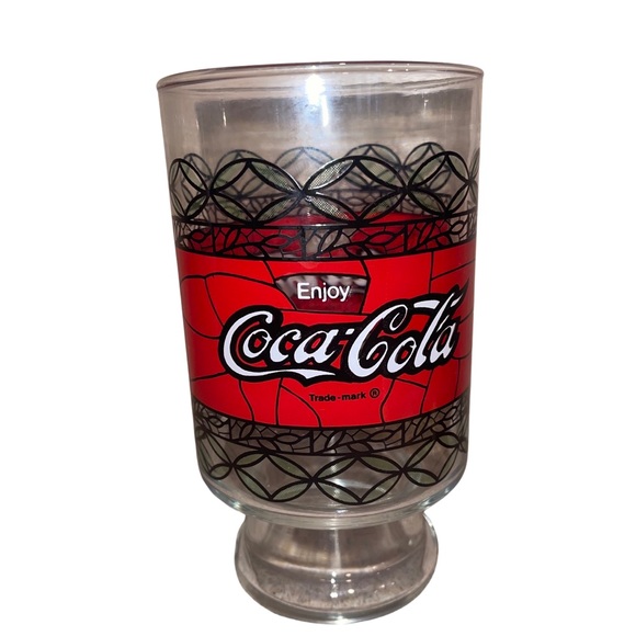 Vintage Coca-Cola Tiffany Glass oversized With Large Stem Bottoms: Great Shape - Picture 1 of 5